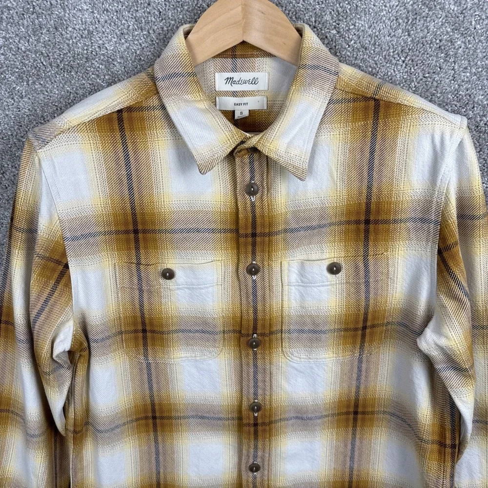 Madewell Button Shirt Men's Small Tartan Easy Fit Twill Loose Overshirt